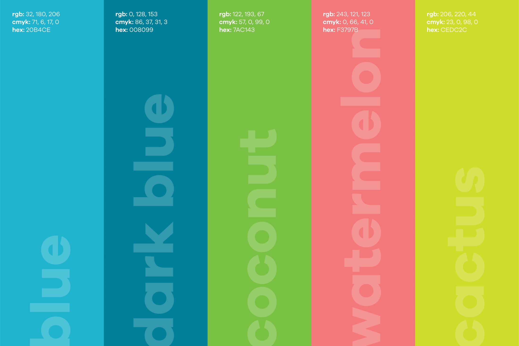 Dezo color palette with hex, RGB, and CMYK values
