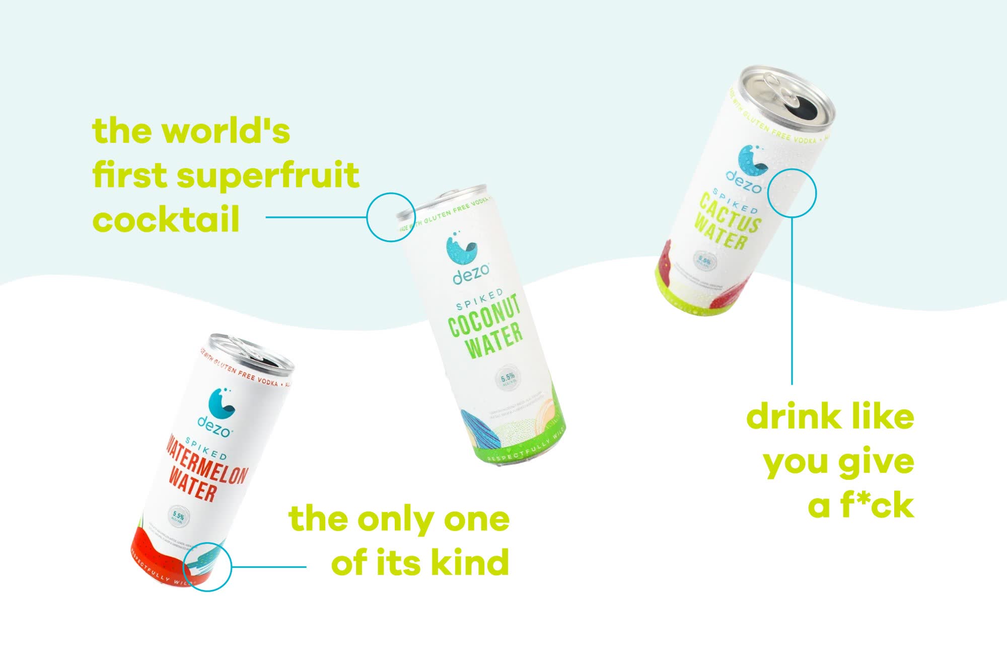 Dezo marketing graphic: the world's first superfruit cocktail