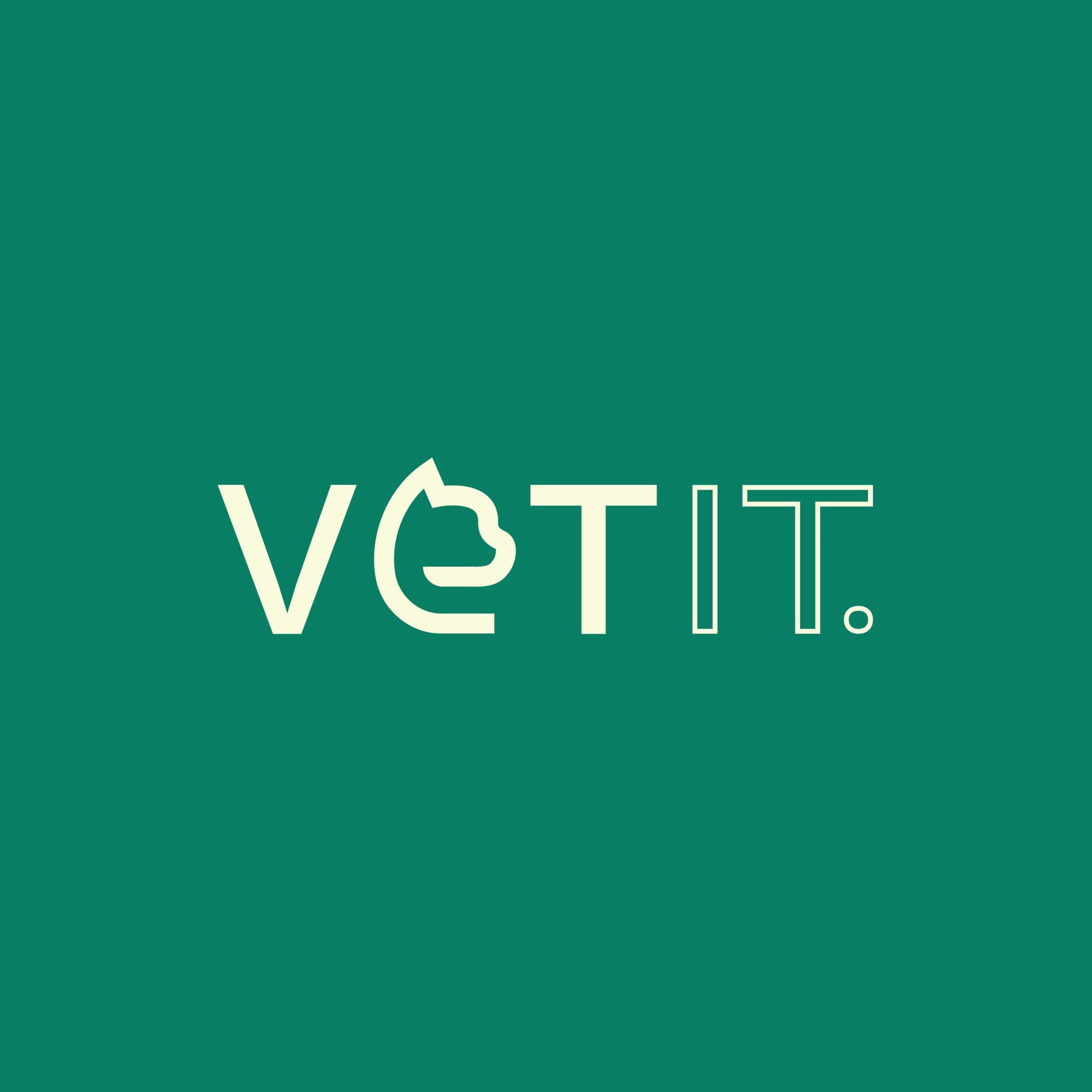 The VetIt wordmark on a green field